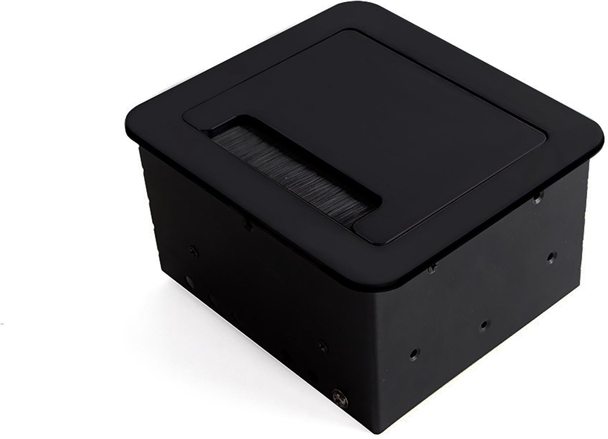 Emuca Multi-aansluitdoos voor bureau, 2 USB + 1 HDMI + 1 stekker EU, 145x130 mm, Staal en aluminium, Zwart