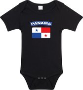 Panama baby rompertje met vlag zwart jongens en meisjes - Kraamcadeau - Babykleding - Panama landen romper 80 (9-12 maanden)
