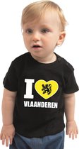 I love Vlaanderen baby shirt zwart jongens en meisjes - Kraamcadeau - Babykleding - Vlaanderen Provincie t-shirt 80 (7-12 maanden)