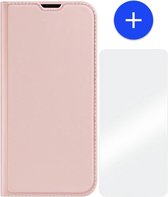 iPhone 13 Pro Bookcase Hoesje Roze - Dux Ducis (Skin Serie) + Cacious Screen Protector