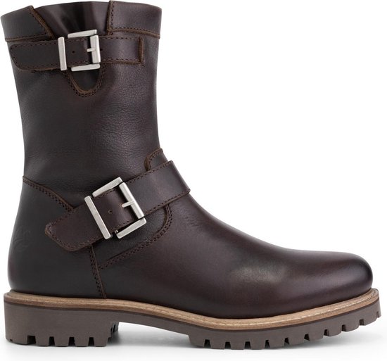 Travelin' Silkeborg Leren Heren laarzen - Wol gevoerde biker boots - Donkerbruin Leer - Maat 44