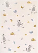 Nattiot - Little Wild Monkey Honing - Vloerkleed Voor Kinder & Babykamer - Tapijt 120 x 170 cm