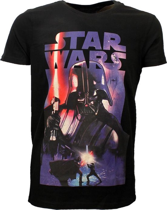 Star Wars Vintage Poster Darth Vader T-Shirt Zwart/Paars