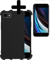 Hoes voor iPhone SE 2020 Hoesje Zwart Shock Proof Case Met Screenprotector - Hoes voor iPhone SE 2020 Case Hoesje - Hoes voor iPhone SE 2020 Hoes Cover