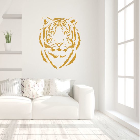 Muursticker Tijger - Goud - 40 x 50 cm baby en kinderkamer - muursticker dieren slaapkamer muurstickers woonkamer