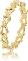 My Bendel - Ring Goudkleurig met Hartje - Goudkleurige Ring - Open Hartjes Patroon - Hypoallergeen - met Luxe Cadeauverpakking | Sieraden Voor Dames | Maat 19.00 Mm / Maat 60