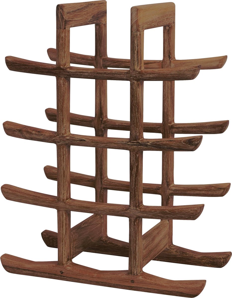 OAKERLAND Klein wijnrek hout voor 4 flessen, wijnhouder van eikenhout, flessenrek voor wijn, dranken, bier, pak voor thuis, bar, keuken