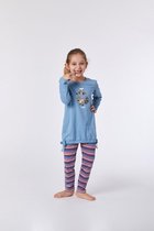 Woody pyjama meisjes - blauw - wasbeer - 212-1-TUL-S/858 - maat 116