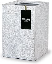 MA'AM Leah - hoge plantenbak - 31x43,5 - wit - vorstbestendig - granito - plantenzuil