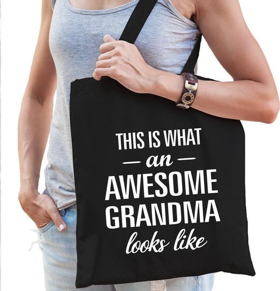 Awesome grandma en grandpa tasje zwart - Cadeau boodschappentasjes set voor  Opa en Oma... | bol.com