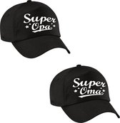 Super Opa en Super Oma petje zwart - Cadeau baseball caps voor Opa en Oma - Opa en Oma cadeautje