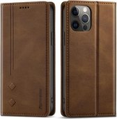 Forwenw F2-serie magnetische horizontale flip lederen hoes met houder en kaartsleuven en portemonnee voor iPhone 11 Pro Max (bruin)