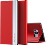 Voor Samsung Galaxy S8 Side gegalvaniseerde magnetische ultradunne horizontale flip lederen hoes met houder (rood)