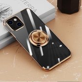 Galvaniserende siliconen schokbestendige hoes met ringhouder voor iPhone 13 mini (goud)