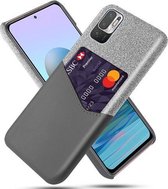 Voor Xiaomi Redmi Note 10 5G Doek Textuur PC + PU lederen achterkant Schokbestendig hoesje met kaartsleuf (grijs)