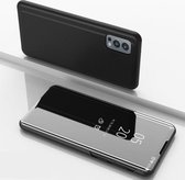 Plated Mirror Horizontal Flip Leather Case met houder voor OnePlus Nord 2 5G (zwart)