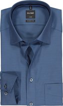 OLYMP Luxor modern fit overhemd - marine blauw structuur (contrast) - Strijkvrij - Boordmaat: 43