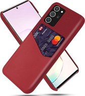 Voor Samsung Galaxy Note20 Ultra 5G Doek Textuur PC + PU lederen achterkant Schokbestendig hoesje met kaartsleuf (rood)