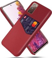 Voor Samsung Galaxy S20 FE 5G Doek Textuur PC + PU lederen achterkant Schokbestendig hoesje met kaartsleuf (rood)