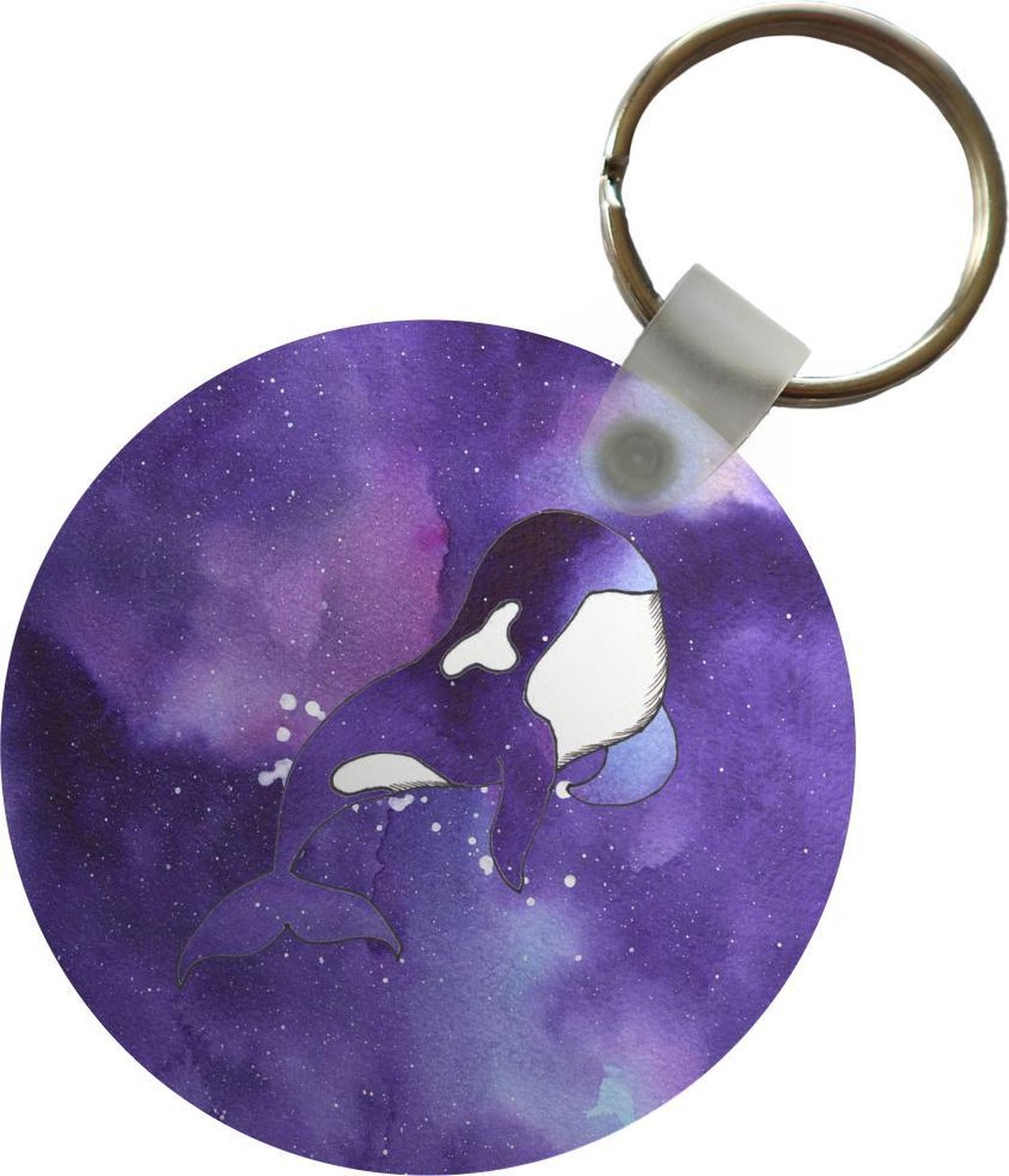 Sleutelhanger - Orka - Verf - Zee - Paars - Plastic - Rond - Uitdeelcadeautjes