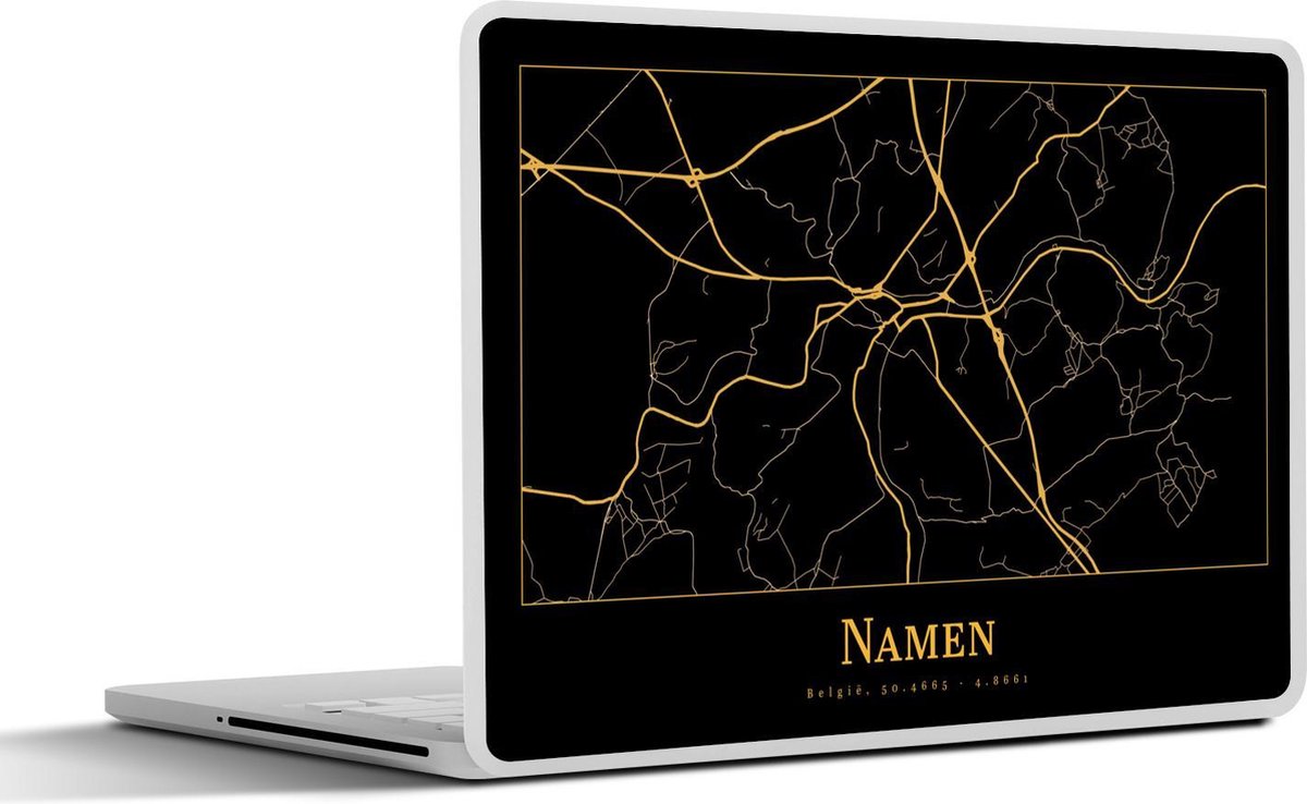 Laptop sticker - 10.1 inch - Kaart - Namen - Goud - Zwart - Simpel - 25x18cm - Laptopstickers - Laptop skin - Cover