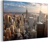 Wanddecoratie Metaal - Aluminium Schilderij Industrieel - New York - Zon - Wolken - 180x120 cm - Dibond - Foto op aluminium - Industriële muurdecoratie - Voor de woonkamer/slaapkamer