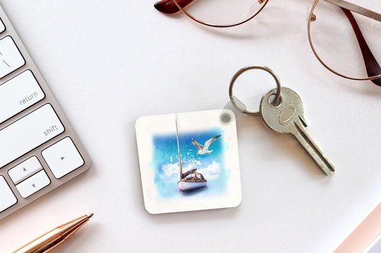 Sleutelhanger - Uitdeelcadeautjes - Boot - Vogel - Zee - Waterverf - Plastic