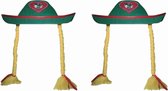 2x stuks groen Tiroler Oktoberfest verkleed hoedje met vlechten voor dames - Alpenhoedje/jagershoedje
