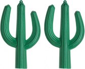 2x stuks PVC Mexicaanse thema decoratie 3D cactus 62 x 37 cm - Feestartikelen/versiering Western