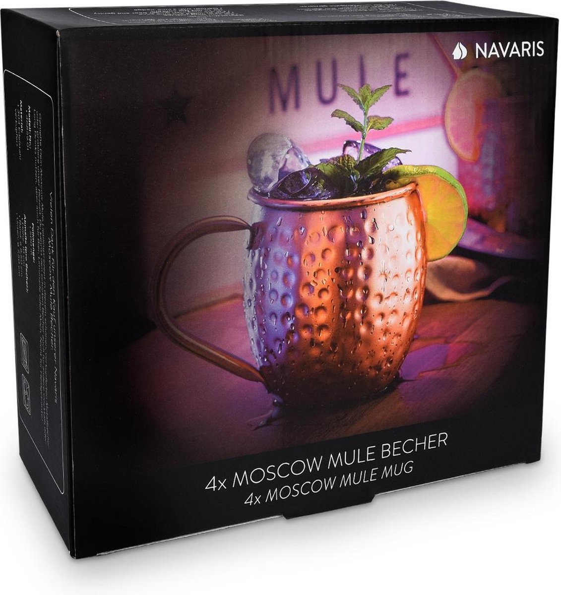 Navaris Moscow Mule Bekers - Set Van 4 - Cocktailbekers - Mok Voor Moscow Mule En Cocktails Roestvrij Staal 4 Koperen Mokken
