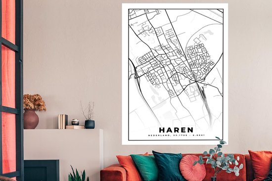 Carte Poster - Cheveux - Zwart - Wit - 120x180 cm XXL