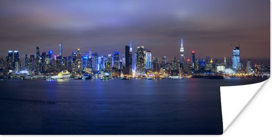 Zie insecten stereo Mew Mew Skyline van New York bij nacht Poster 120x60 cm - Foto print op Poster  (wanddecoratie... | bol.com