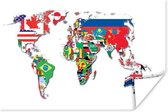 Poster Wereldkaart - Vlaggen - Trendy - 30x20 cm