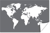 Witte wereldkaart met een donkergrijze achtergrond Poster | Wereldkaart Poster 90x60 cm