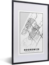 Fotolijst incl. Poster - Kaart - Noordwijk - Zwart - Wit - 40x60 cm - Posterlijst