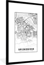 Fotolijst incl. Poster - Kaart - Spijkenisse - Zwart - Wit - 80x120 cm - Posterlijst