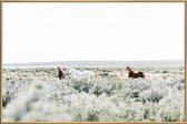 JUNIQE - Poster met kunststof lijst Wild Horses -20x30 /Grijs & Ivoor