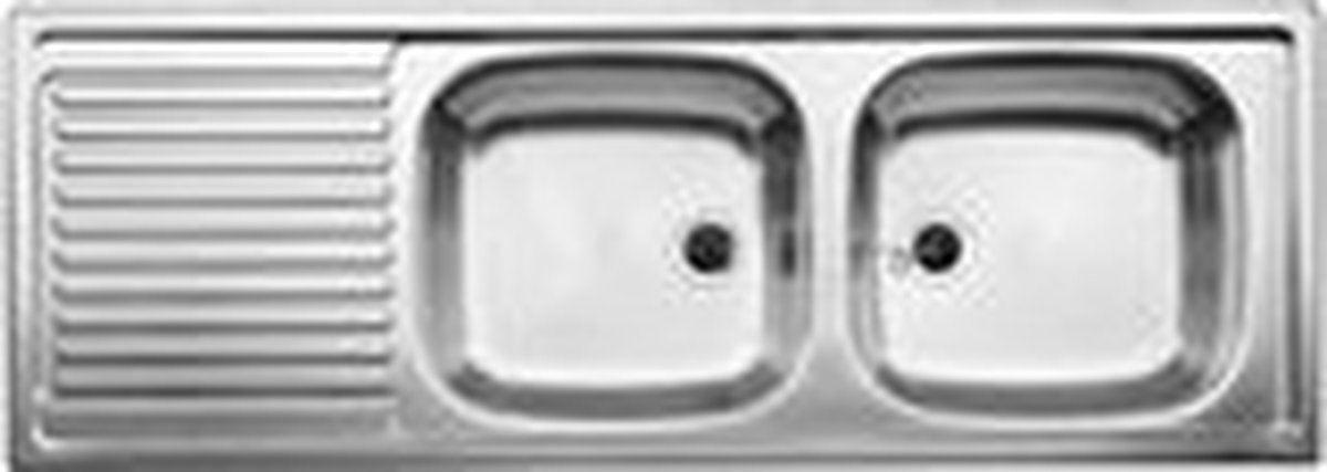 Blanco Top EZS Inbouwspoeltafel - 123.5x43.5cm - 2 wasbakken - dikte 0.7mm - bevestigingsclips - omkeerbaar - RVS