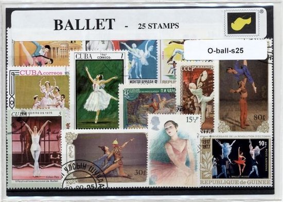 Afbeelding van het spel Ballet – Luxe postzegel pakket (A6 formaat) : collectie van 25 verschillende postzegels van ballet – kan als ansichtkaart in een A6 envelop - authentiek cadeau - kado - geschenk - kaart - tutu - theater -  dans sport - kunst - choreografie - libretto