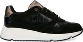 Manfield - Dames - Zwarte sneakers met bronskleurige details - Maat 40