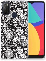 Telefoon Hoesje Alcatel 1S (2021) Mobiel Case Zwart Bloemen