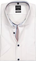 OLYMP Luxor modern fit overhemd - korte mouw - wit (contrast) - Strijkvrij - Boordmaat: 39