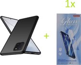 hoesje Geschikt voor: Realme C11 TPU Silicone rubberen + 1 stuk Tempered screenprotector - zwart