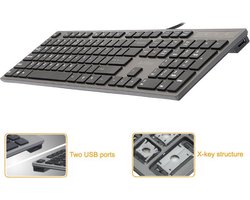 A4Tech Toetsenbord KV-300H Slanke USB-hub USB