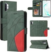 Voor Samsung Galaxy Note10+ Dual-color Splicing Horizontale Flip PU Lederen Case met Houder & Kaartsleuven & Portemonnee (Groen)