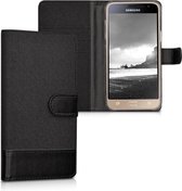 kwmobile telefoonhoesje geschikt voor Samsung Galaxy J3 (2016) DUOS - Hoesje met pasjeshouder in antraciet / zwart - Case met portemonnee