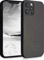 kwmobile telefoonhoesje geschikt voor Apple iPhone 12 Pro Max - Hoesje met bumper in donkergroen - Backcover - walnoothout
