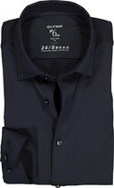 OLYMP No. Six 24/Seven super slim fit overhemd - marine blauw tricot - Strijkvriendelijk - Boordmaat: 38