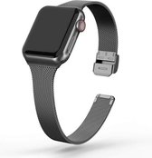 By Qubix Milanese slim fit bandje - Zwart - Geschikt voor Apple Watch 38mm - 40mm - 41mm - Compatible Apple watch bandje - smartwatch bandje metalen