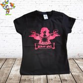 Kinder T- shirt Biker Girl zwart -Fruit of the Loom-146/152-t-shirts meisjes